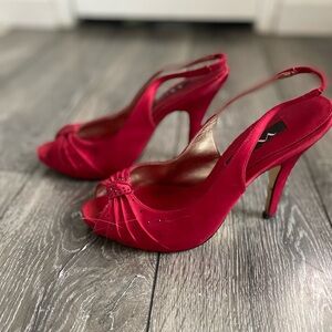 🌷NINA- sexy Red Peep-Toe, Stiletto, Slingback 👠 Heels
